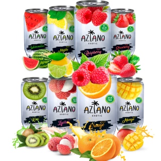 Aziano, ассорти 6 видов,  газированный напиток, 350 мл, Россия